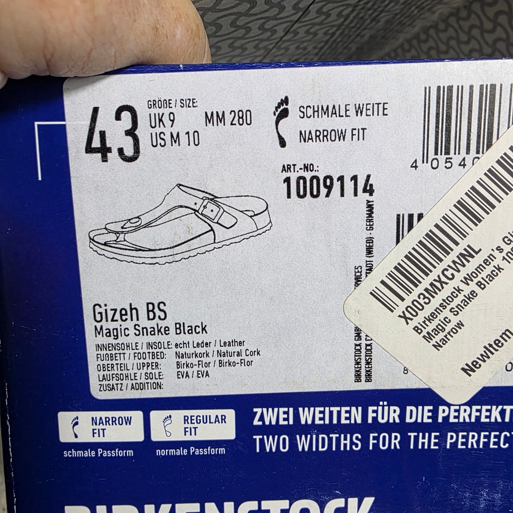 Birkenstock Gizeh Navy Blue Metallic Snake Toe Post Sandals 43 Women 12 NIB - Picture 5 of 5